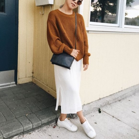 Aritzia Wilfred Serment Sweater 100% Merino Wool Pointelle Oversized Knit Fall - Picture 2 of 11